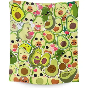 Avocado Blanket Gifts - 50x40 Inches Cute Throw Blanket for Kids, Girls, Boys - Green Soft Plush Blankets for Crib, Couch & Travel