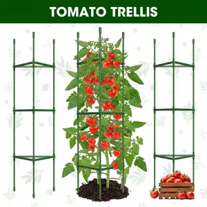 3 Set Tomato Cages for Garden,Tomato Trellis for Raised Garden Bed, Up to 51.2Inch Tomato Cage Trellis-Upgraded Hexagon Connector, Gardening Supplies Trellis for Climbing Plants