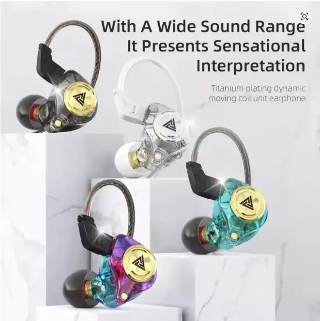 QKZ AK3 FiLe Wired Earphone with Microphone HiFi Music Monitor Bass Headphones Noise Cancelling Headset