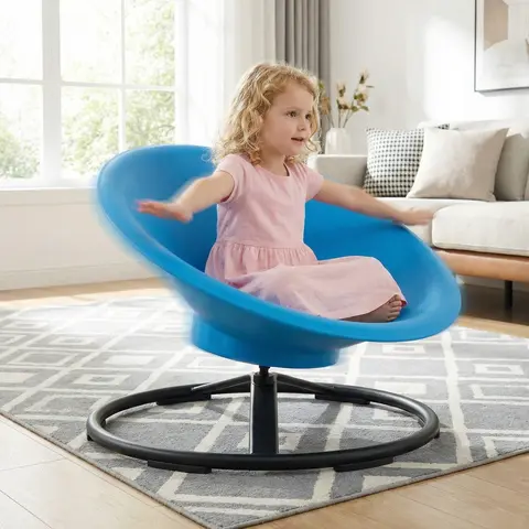 Kids Metal Rolling Swivel Armless Backless Chair - Playful Sensory School Furniture, PP Plastic Components, for Autistic Kids (3-4+ Years, 25kg+), Enhances Motor Skills, Spins for Focus, Indoor Stress Reduction