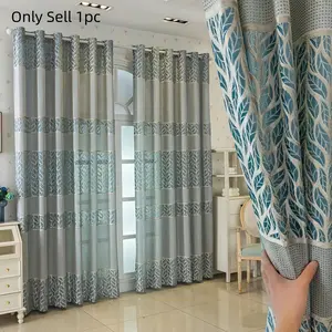 1pc Nordic Leaf Texture Curtain, Linen Feel Breathable, Semi-Transparent Soft Light, Perfect for Scandinavian Home Decor, Comfortable Living Atmosphere, Semi Sheer Curtain