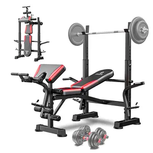 Adjustable Weight Bench, Bench Press Rack With Squat Rack For Full Body Workout, Compact Home Gym, 660LBS