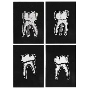 4pcs Assorted Tooth Shape Iron-On Patches, Tooth Appliques, Tooth Embellishments, Back Adhesive Fabric Repair Stickers for Clothes Jackets Bags Hats Accessories