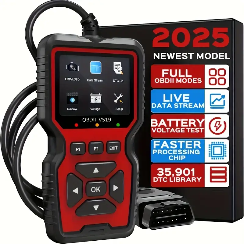 2025 New Powerful OBD2 Scanner Diagnostic Tool - Engine Code Reader, Full OBD2 Features, Reset, Modes 6&8, Suited for Car Owners & Mechanics, 1996+ OB
