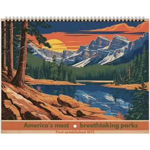 Vintage Nature Park Calendar |North America Park planner |2026 wilderness adventure calendar |Scenic landscapes