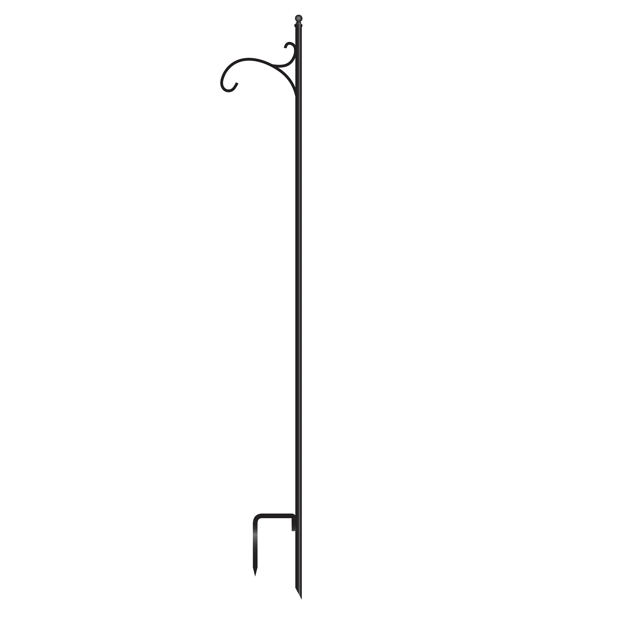 LumaBase 68" Black Steel Decorative Shepherd's Hook - Dual Forks, Tubing Construction, Weather-Resistant, Easy-to-Assemble Outdoor Hanger with Ground Stake, 2 Height Options for Garden Flower Pots & Planters, Driveway/Entryway Use