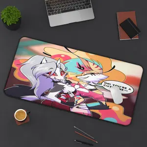 Loona Helluva Boss Wolf Girl Desk Mat - Aesthetic Anime Large Mousepad - Extended Size for Keyboard & Mouse - High Contrast Red & Black Desk Protector