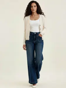 Clara Judy Blue HW Retro Wide Leg Jean