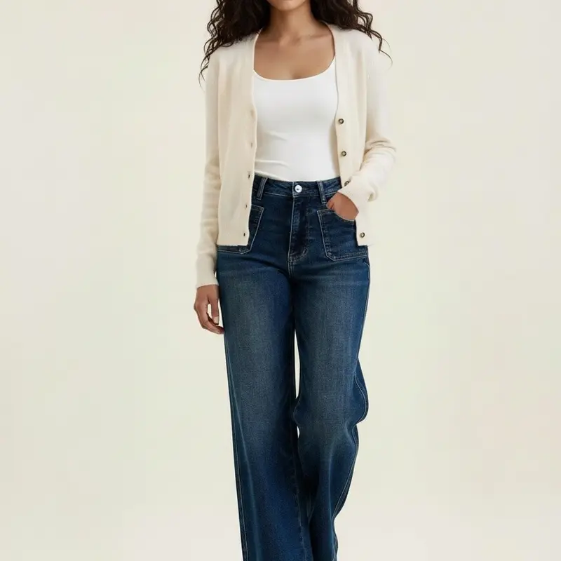 Clara Judy Blue HW Retro Wide Leg Jean
