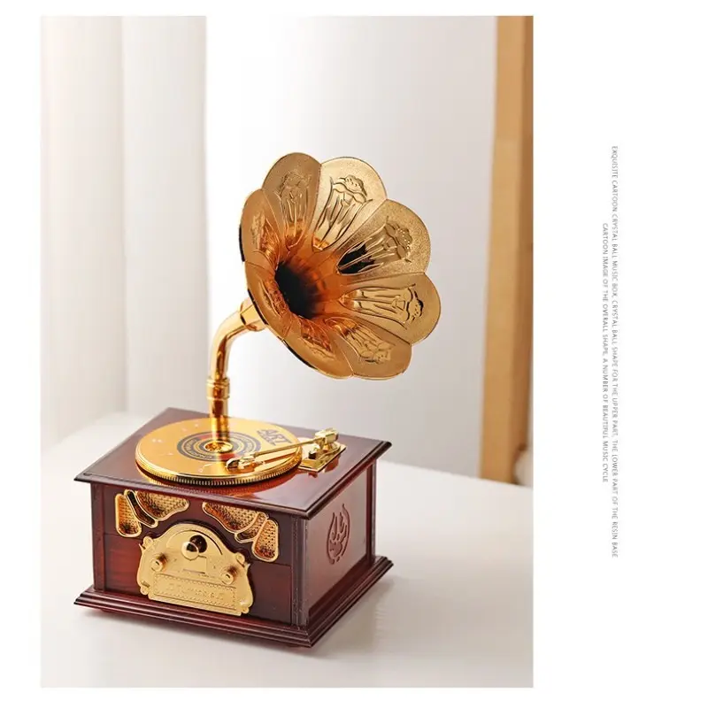 Classical Vintage Phonograph Music Desktop Decoration, Retro Eight-Tune Box Gift for Kids Students, Creative Drawer Storage, Home Decor, Decoration Items
