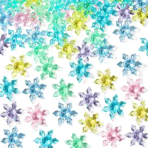 240 count Winter  Snowflake Ornaments,  Translucent Snowflake   Christmas Xmas Pendant Beads DIY Crafts for Vase Filler,Table Scatter, Party Wedding Arts Crafts Decoration