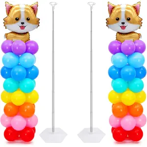 2 Set Balloon Column Kit - 6.56  Balloon Column Stand with Base for  Shower, Birthday Party, Graduation, Wedding  Party Centerpieces Decorations