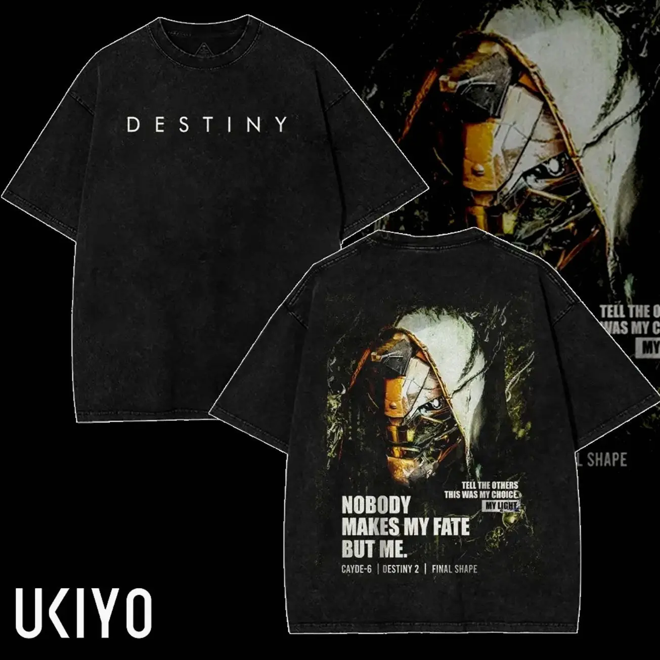 Destiny 2 Cayde-6 T-Shirt Vintage Acid Wash Oversized Streetwear Heavyweight Cotton Graphic Tee Gaming Merch Final Shape Hunter Shirt GVT