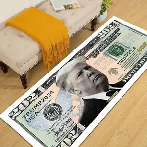 Trump 2024 Dollar Bill Design Area Rug - High-Quality Thick Crystal Velvet with Non-Slip Backing, Creative Print Entryway Floor Mat for Indoor Home Decor, Hand Washable Polyester Rug - Perfect for Porch & Corridor