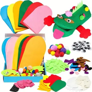 DIY Hand Puppet Making Kit, Felt Craft Material Set (6 Pieces), Creative Storytelling Props, Gift for Boys & Girls