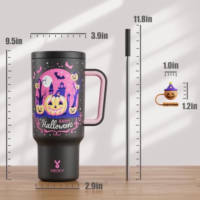 MEOKY 40oz Stainless Steel Insulated Tumbler – Maintains temperature for 24 hours, leak-proof and portable. Adapted to car, travel, and outdoor use. Available in multiple colors. The ideal Valentine's gift.