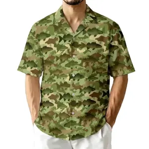 Hot Summer 2026 Fishing Camo Hawaiian Shirt, Men’s Tropical Button Up Vacation Beach Shirt