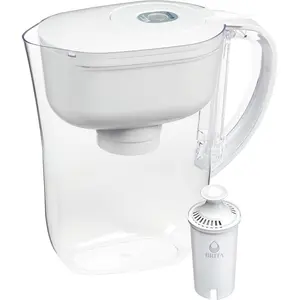 Water Filter Pitcher for Tap and Drinking Water with 1 Standard Filter, Lasts 2 Months, 6-Cup Capacity, BPA Free, White
