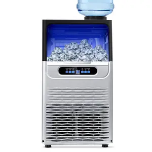 80lb/24hr Undercounter Ice Maker Commercial Home Use - 22lb Bin Self Cleaning Silent Operation Bar Ready Stainless Steel Icemakermachine