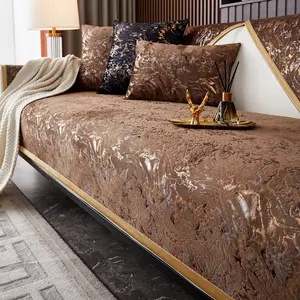 Luxury Gold Foil Sofa Cover, Fashion Couch Protector, Classic Aesthetic Design, Non-Slip, Pet-Friendly, Reusable, Ideal for Living Room & Office Chair, Waterproof