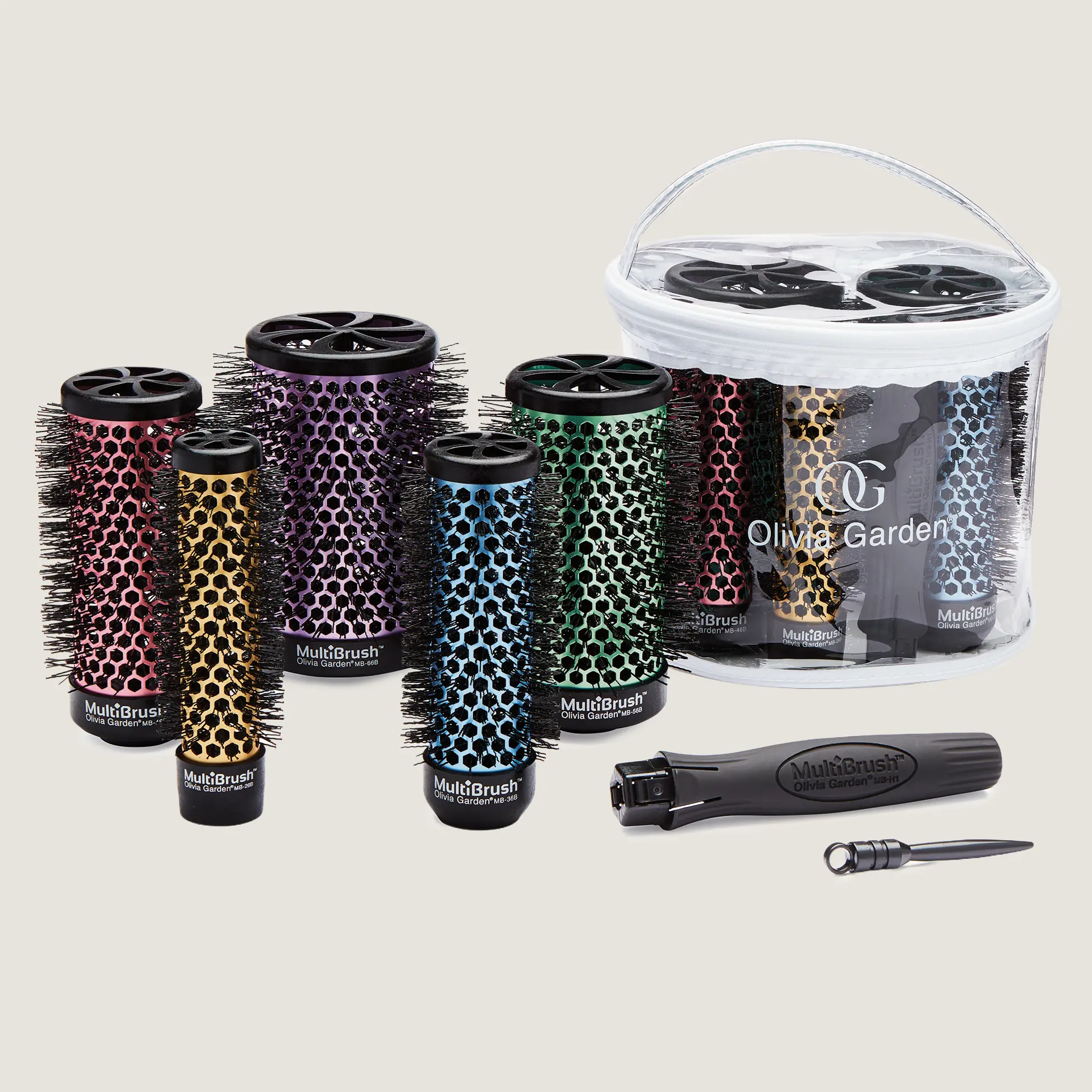 Olivia Garden MultiBrush Blowout Kit | Professional Interchangeable Ceramic Round Brush Set | Salon Blow Dry Styling System