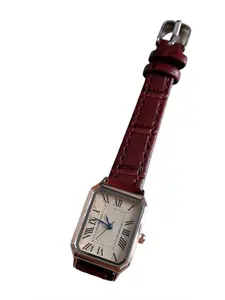 Women's Vintage Rectangle Dial Quartz Watch, Fashionable Watch for Women & Girls, Trendy All-match & Exquisite Watch for Birthday Gift