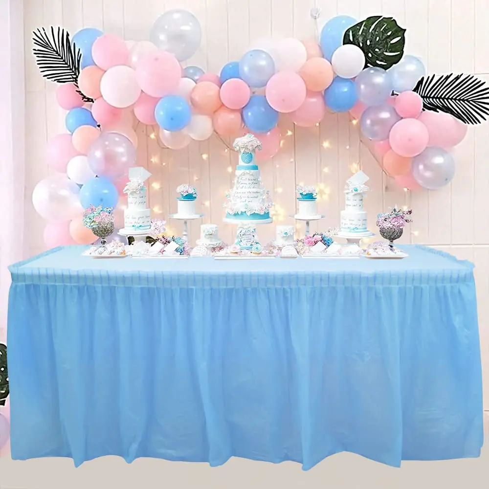 Disposable Table Cover, Disposable Tablecloth with Table Skirt, Table Decoration, Party Decoration Supplies for Wedding, Birthday Party, Baby Shower, Ornaments