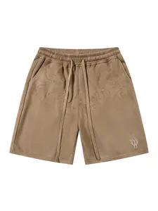 Men's Summer Faux Suede Short Pants, Graphic Design Casual Loose Fit Shorts, Trendy Fashionable Sportswear for Men