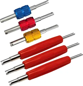 6 Count Dual- Valve Core Remover Kit for R134A R12 A/C HVAC Systems with Durable Plastic & Aluminium Alloy Handles for Easy Installation & Removal