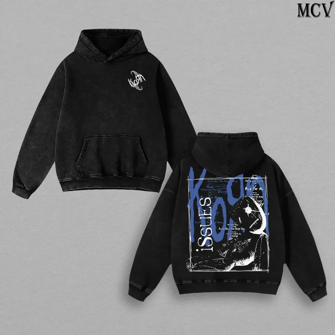 Korn Issues Album Washed T-Shirt, Washed Hoodie, Sweatshirt Vintage Nu Metal Graphic Tee Heavy Cotton Fan Merch Y08