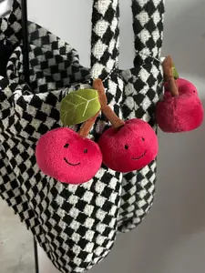 Cute Cherry Design Keychain, Soft Plush Keychain for Women & Men, Fashion Accessories for Daily Use, Trendy All-match & Exquisite Keychain for Birthday Gift, Cute Soft Keychains, Keychain Kawaii