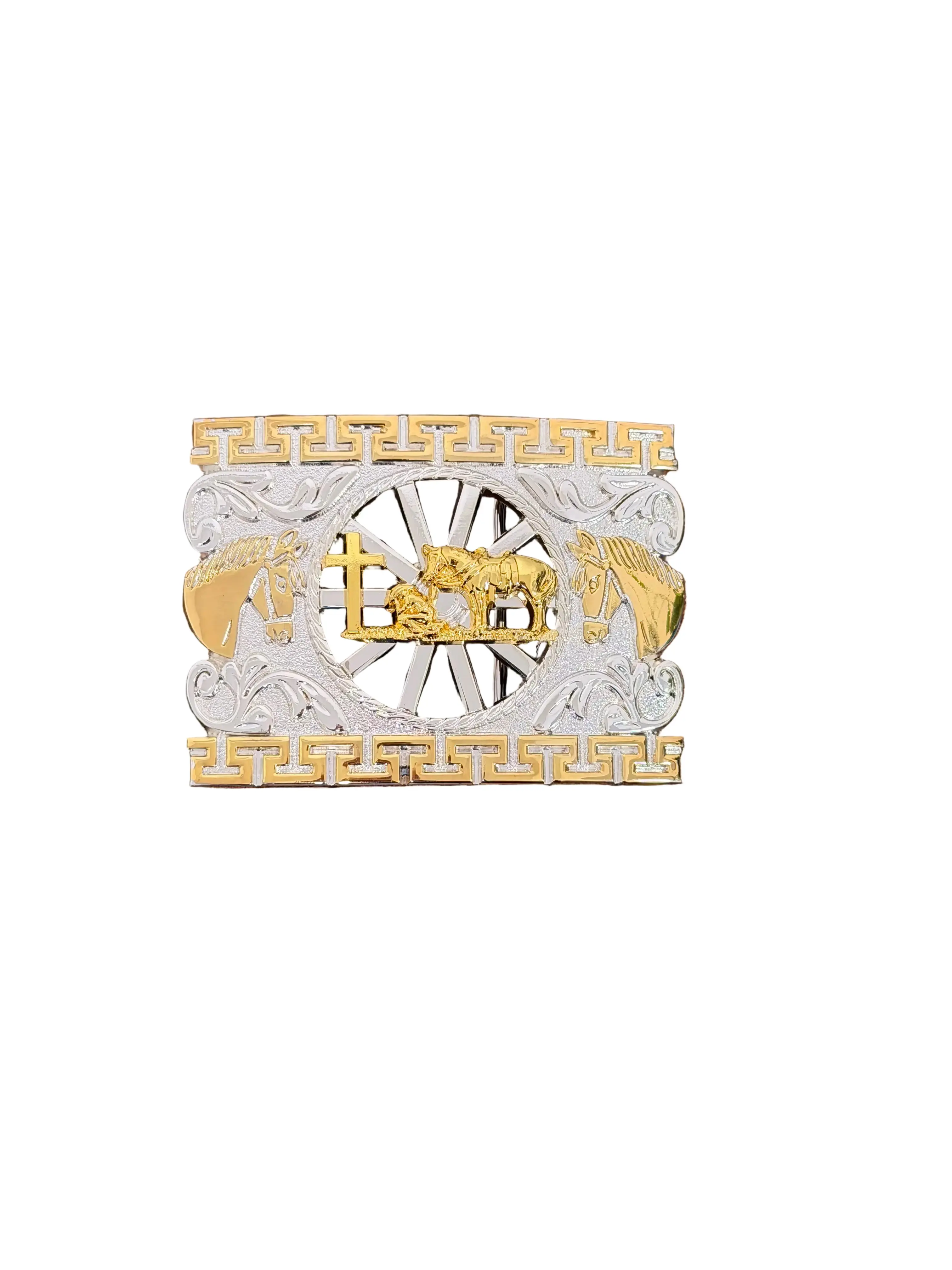 SQUARE SILVER-GOLD JINETE INCADO BUCKLE