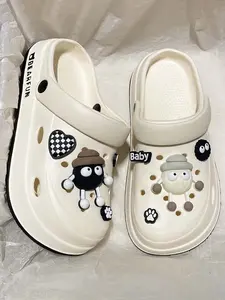 2026 Trendy Student Cartoon Cute Open-Toe Holey Shoes for Women, Eva Thick Sole Height-Boosting Outdoor Comfortable Beach Sandals Slipper, Slippers Sandals