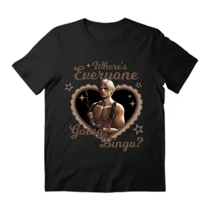 Vinyl Oversized Leon Kennedy Bingo Tee Where's Everyone Going Graphic T-Shirt Streetwear Holiday Wear y2k cotton fashion Streetwear Lover Gift Top Trending