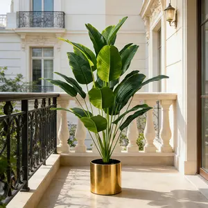 Outdoor simulation green plants, loose tailed palm trees, paradise birds - a four season evergreen wealth tree artificial plant that does not require maintenance | Evergreen potted plants, Nordic style fake trees in the courtyard,