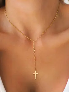 Women's Lip Chain Cross Pendant Necklace, Dainty Cross Necklace, Simple Design Faith Jewelry, High-Quality Ladies Accessory, Perfect Gift Idea