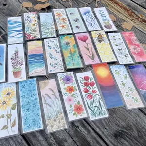 Watercolor Bookmarks - 24 Original Artwork Designs Featuring Sunflowers, Dolphins, Jellyfish, and More on 100 lb Heavy Textured Paper