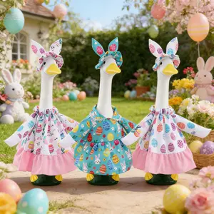 Easter Porch Goose Clothes Egg Rabbit Print, Holiday Decoration for 23 Inch Porch Geese, No Feathers, Party Decoration Supplies, Easter Decorations