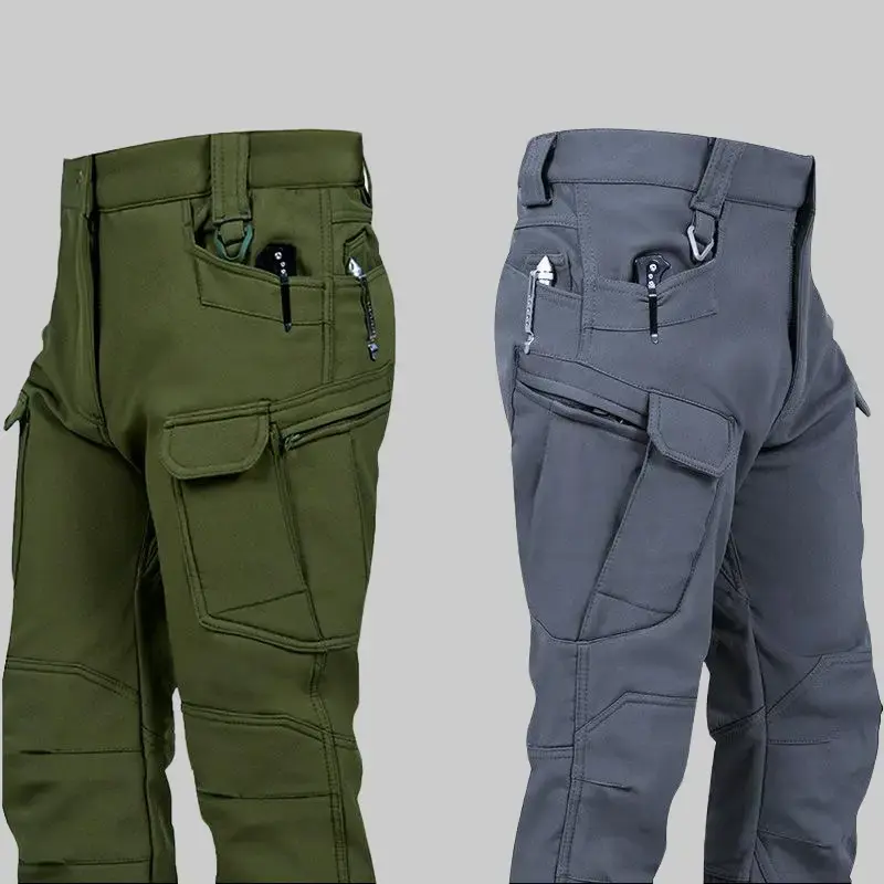 Men's Tactical Cargo Pants Fleece Lined Winter Thermal Thick Work Pant for Outdoor Hiking Track Trouser Casual Fitted Bottoms