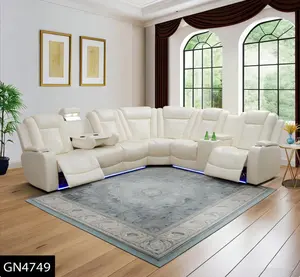 Off-White Breathable Faux Leather 3-Piece Living Room Recliner Sofa Set — Features Cup Holders, Power Footrests, and USB Charging Ports