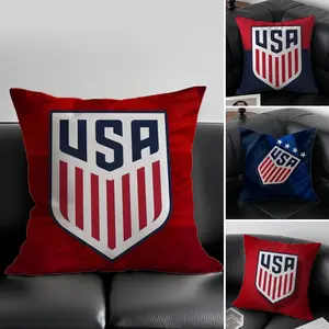 soccer game 2026 world cup United States Pillow Case Anti-dustmite Pillowcase  Sofa Cushion Cover with Invisible Zipper Silky Short Plush Polyester Microfiber Fabric White Available in Standard Queen King Sizes for Home Bed Use