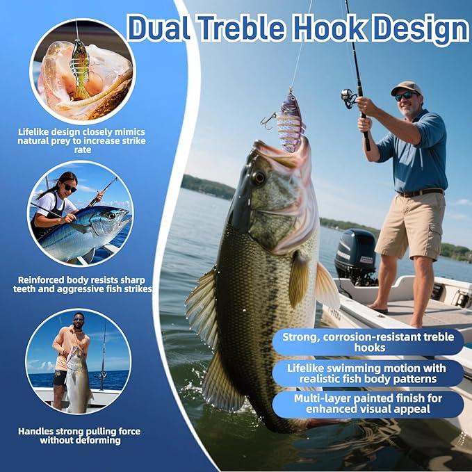 5pcs Fishing Lure, Multi Jointed Swimbaits, 7 Segment Plastic Hard Bait, for Fishing Lover Freshwater Saltwater Angling