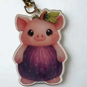 Fig Pig - The Produce Pals 2 Sided Acrylic Keychain