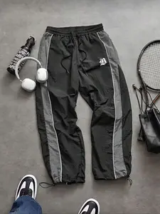 Men's Fashion Casual Sports Pants, Nylon Fabric, Lightweight Breathable, Unique Print, Waist Drawstring, Adjustable Ankle Cuffs, Breathable Athletic Bottoms