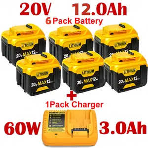 {Household bag}1-2-4-6Pack DCB200 12AH 20vportablebattery dewalt replacementbattery +1ChargerHigh power lithiumbattery fast chargingCombo kit . nolonger has to worry aboutrunning outof electricity