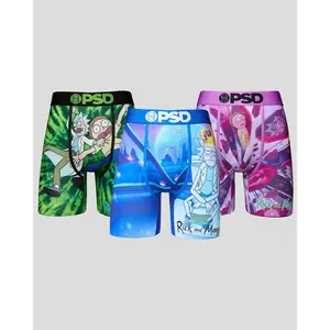 PSD Mens Rick and Morty Portal Boxer Brief 3 Pack - Standard Length 7 Inch Inseam, Soft and Breathable Poly Blend Fabric