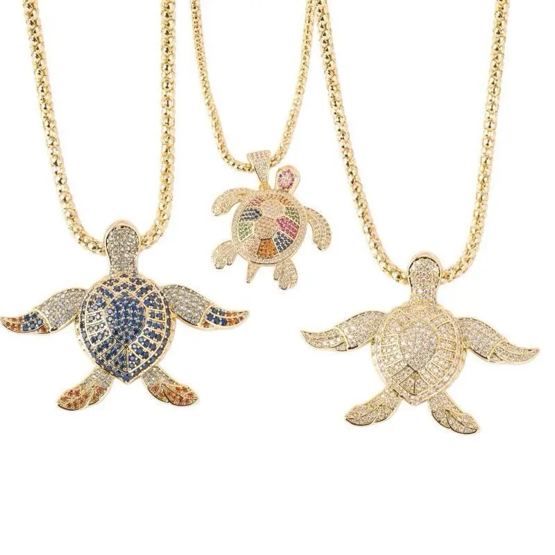 14K Gold Metal Coating Alloy, 30x40mm Pendant, 16" 4mm Necklace Chain, Blue Multicolor One-Size Fashion Costume Jewelry