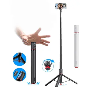 Portable Selfie Stick Tripod, Telescopic Phone Tripod with Wireless Remote Control, Lightweight & Portable Phone Tripod for Video Recording, Live Streaming & Vlogging