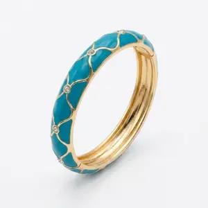 Gilded Turquoise Lattice Bangle 14k Gold Plated Style with Elegant Design and Turquoise Accents