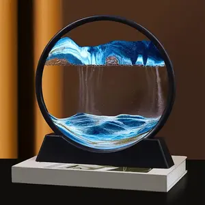 Unique 3D Art Sand Painting Decorative Item, Glass Hourglass for Living Room TV Cabinet Decoration, Stress Relief Gift for Birthdays & Holidays